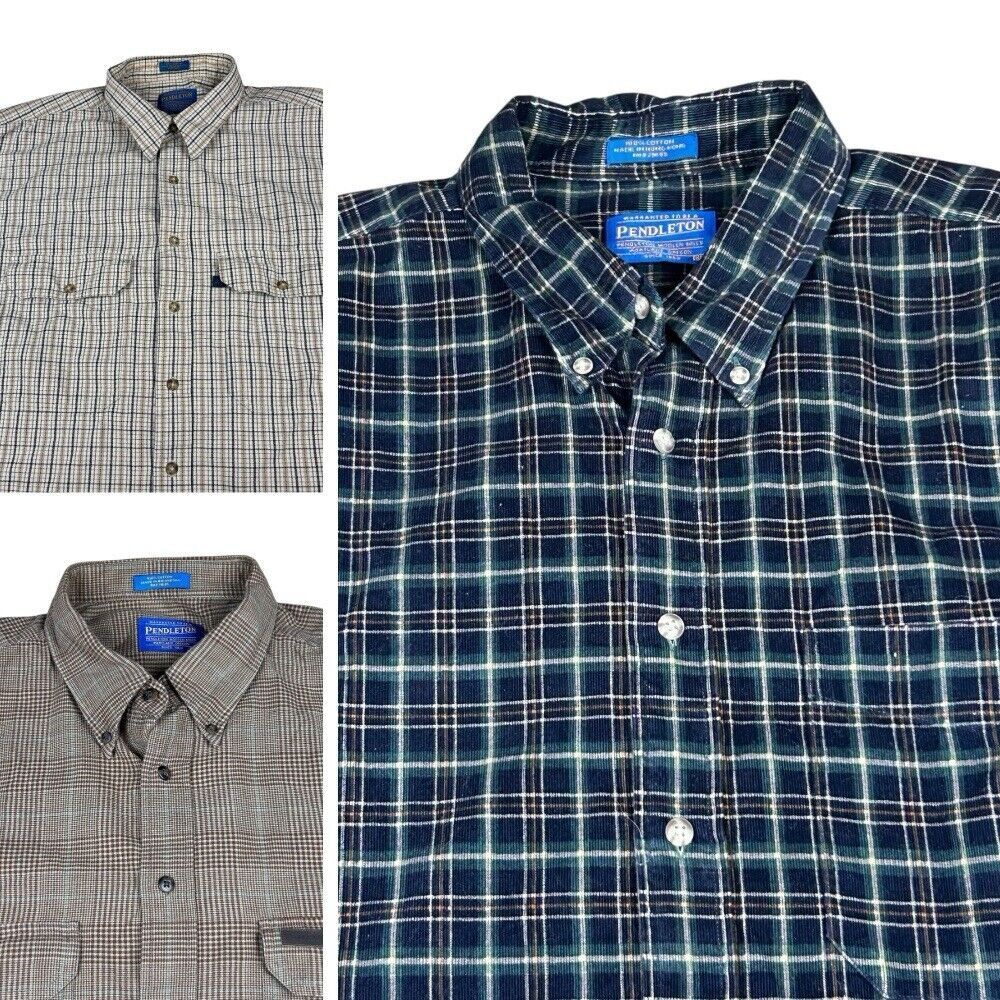 Lot of 3 PENDLETON Button-Down Plaid Shirts Size XL Extra Large 100% Cotton